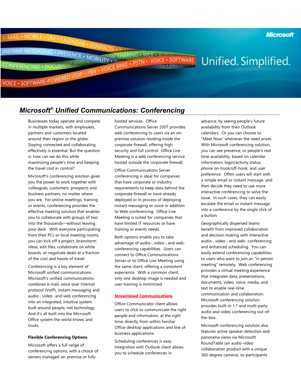 Microsoft Unified Communications: Conferencing