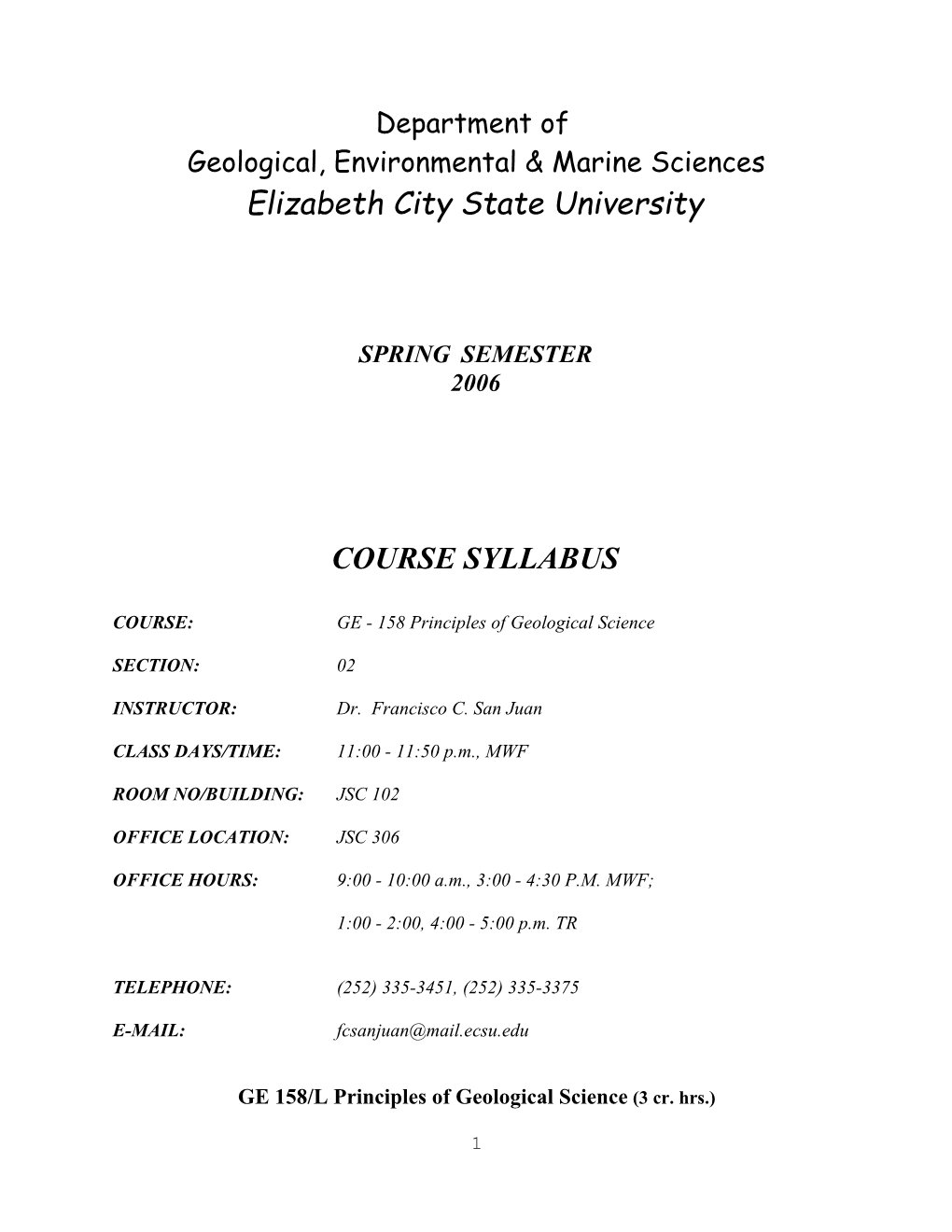Geological, Environmental & Marine Sciences