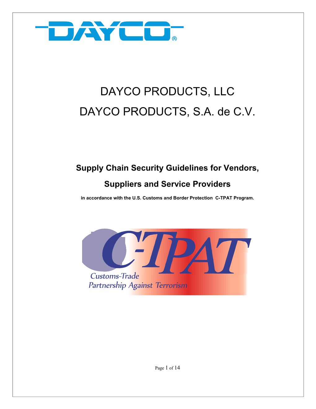 Supply Chain Security Guidelines for Vendors