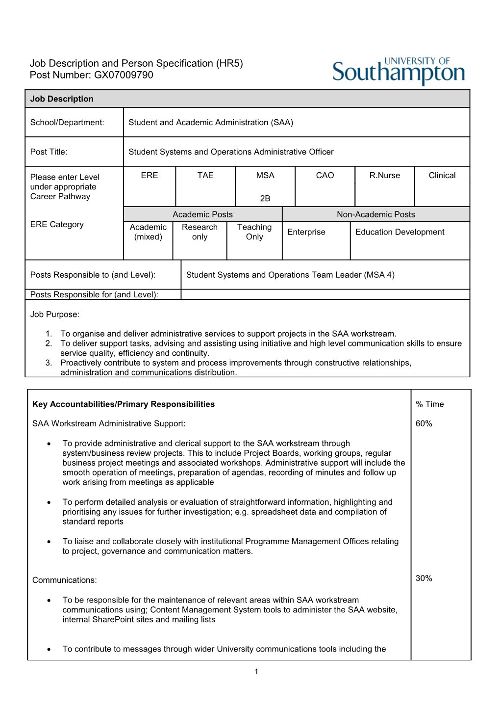 To Organise and Deliver Administrative Services to Support Projects in the SAA Workstream