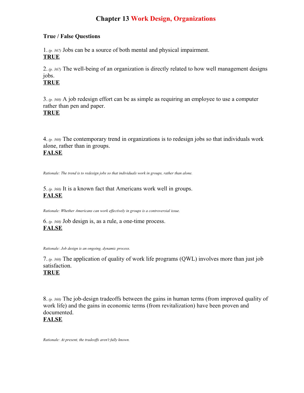 Chapter 13Work Design, Organizations