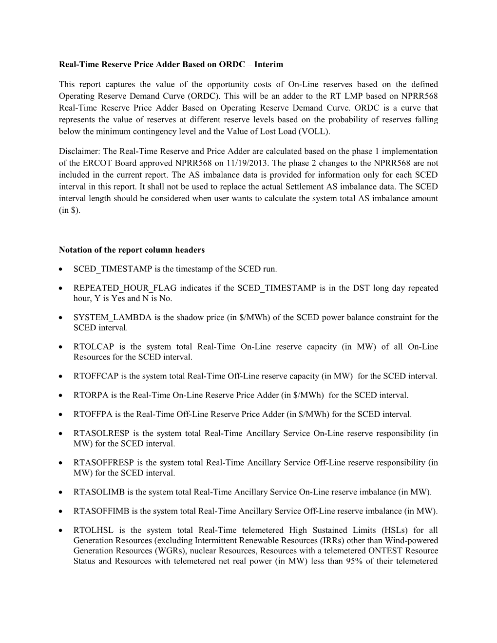 Real-Time Reserve Price Adder Based on ORDC Interim