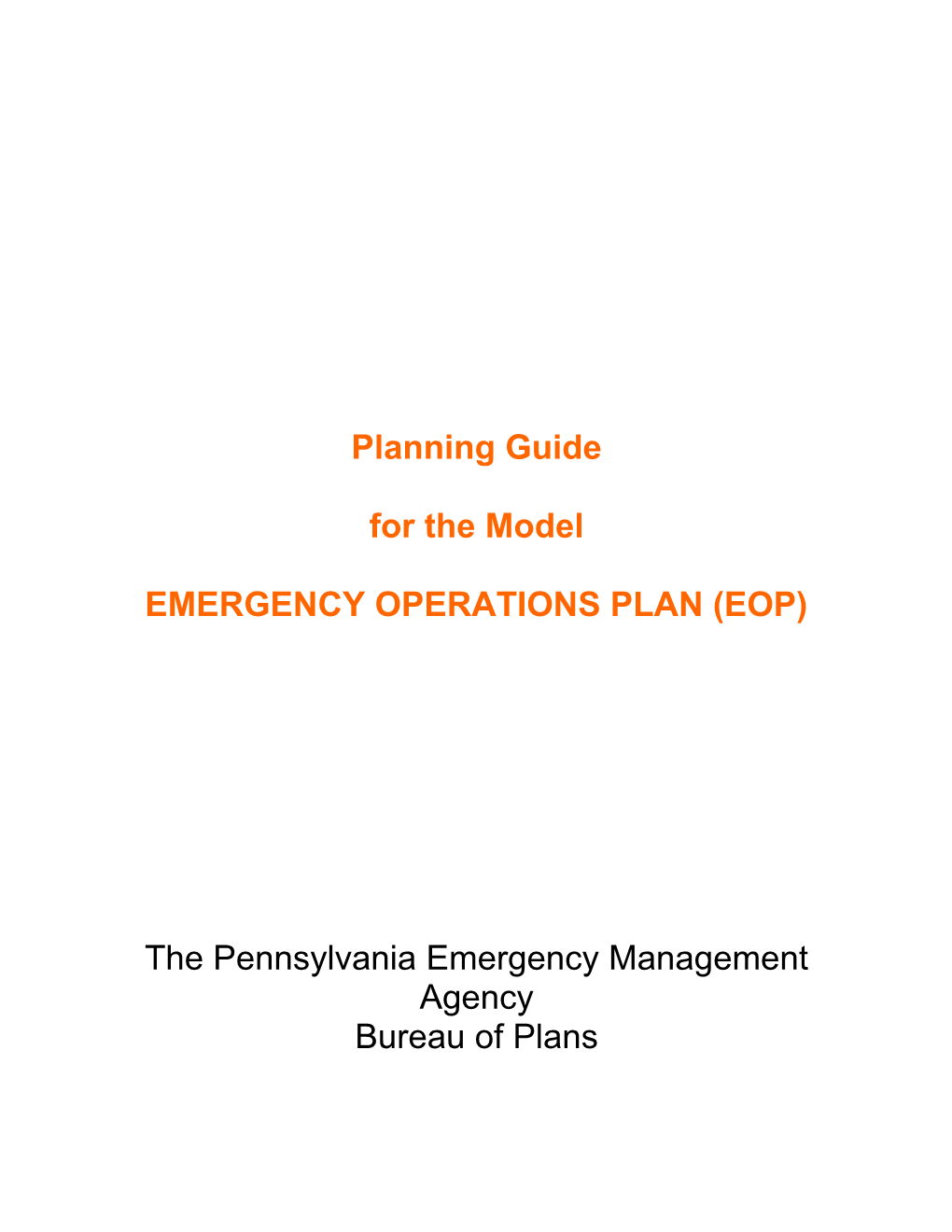 Emergency Operations Plan (Eop)