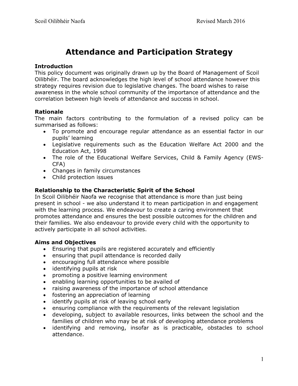 Attendance and Participation Strategy