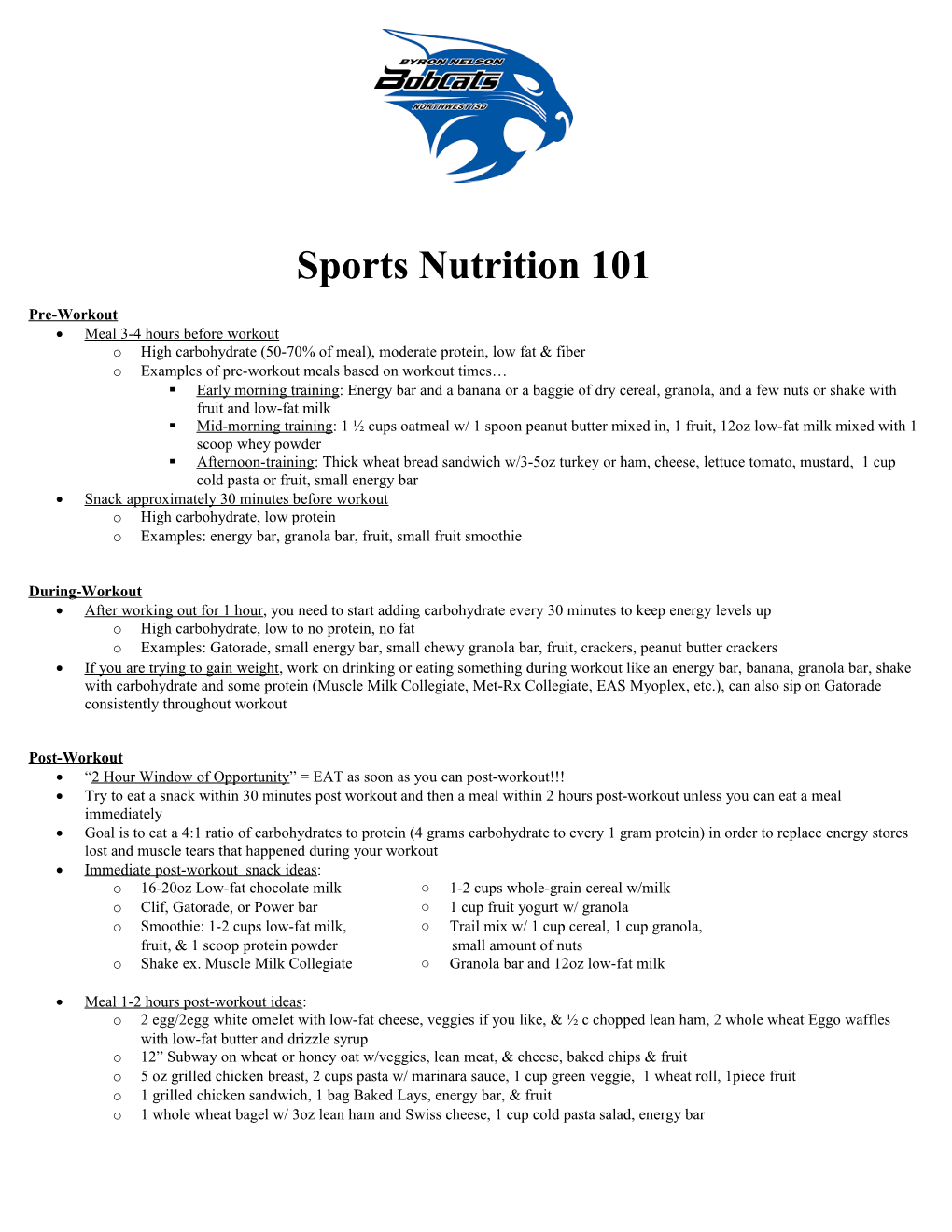 Sports Nutrition 101