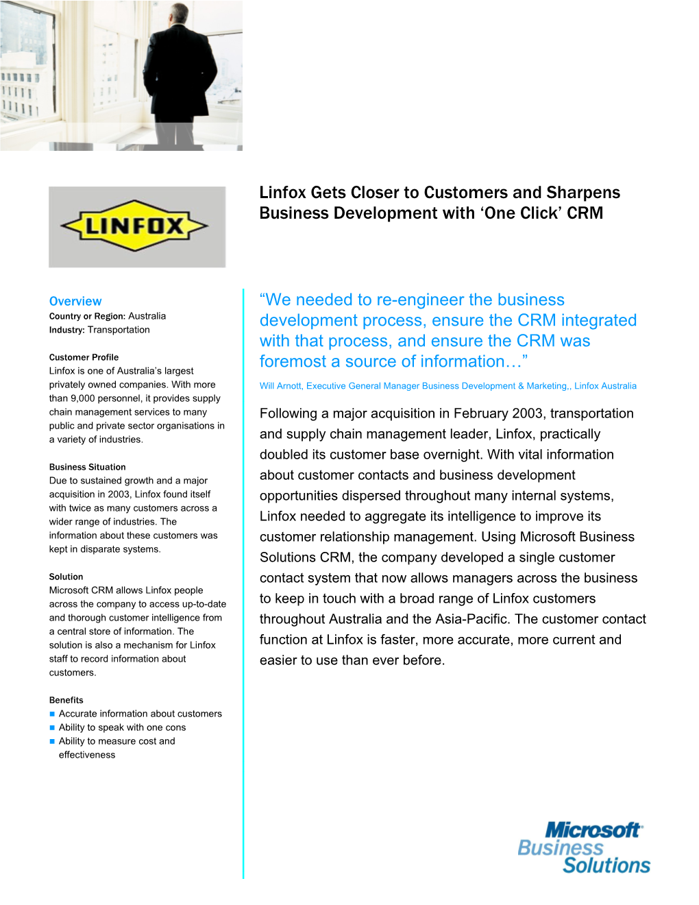 Linfox Gets Closer to Customers and Sharpens Business Development with One Click CR