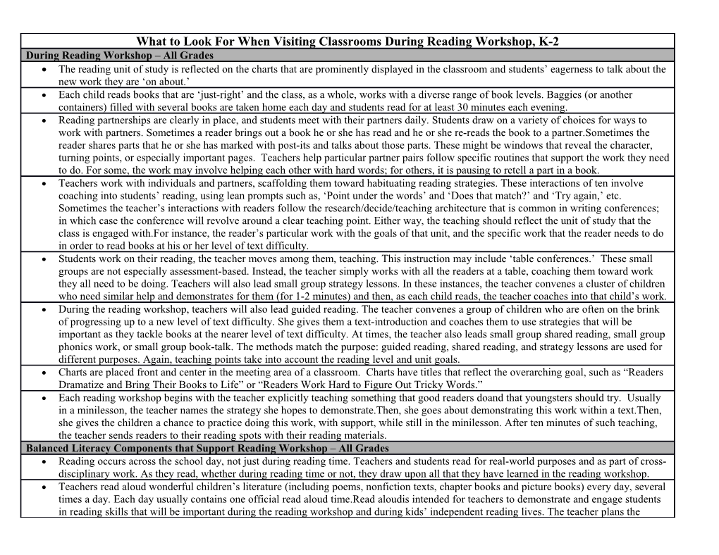 The Reading Unit of Study Is Reflected on the Charts That Are Prominently Displayed In