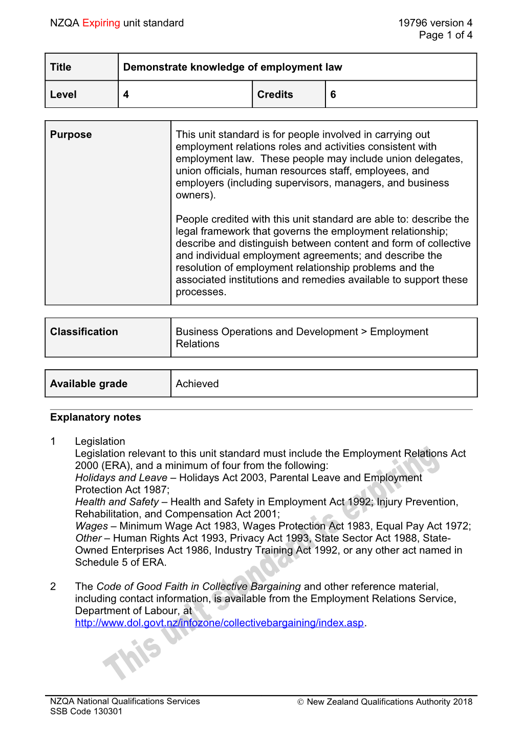 19796 Demonstrate Knowledge of Employment Law