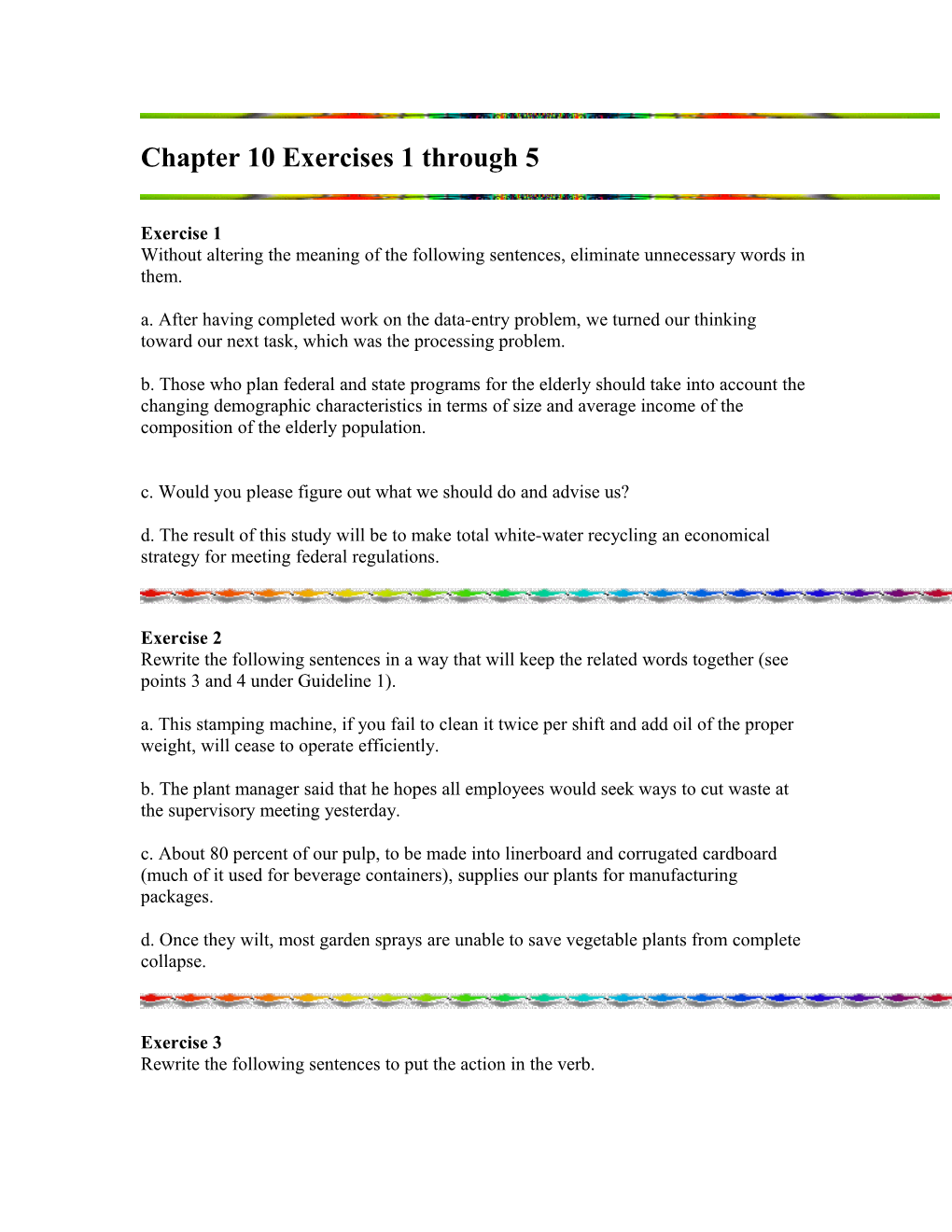 Chapter 10 Exercises 1 Through 5