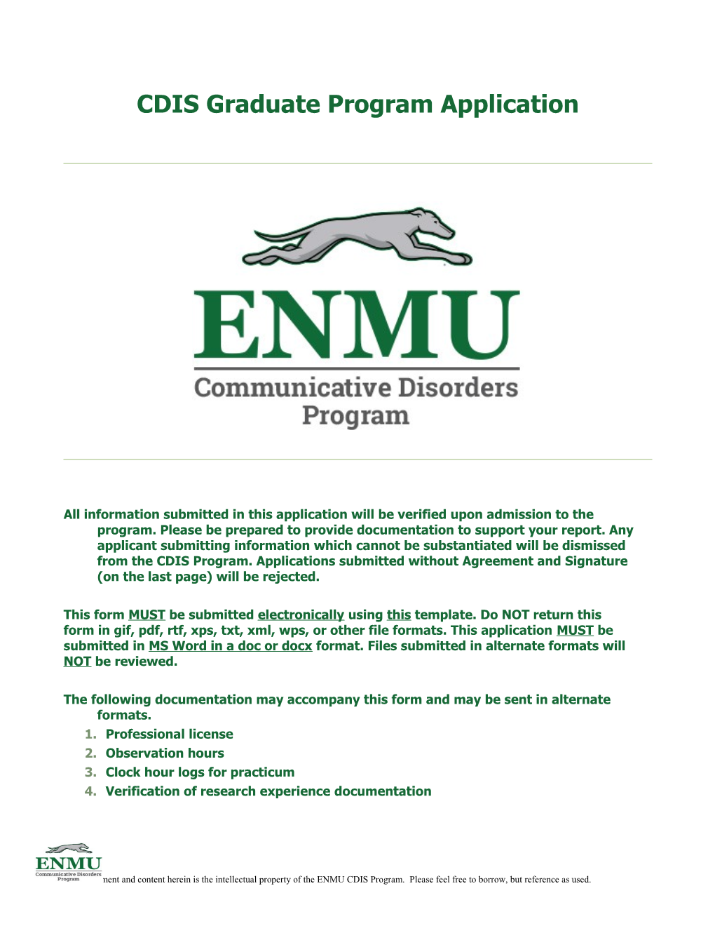 CDIS Graduate Program Application