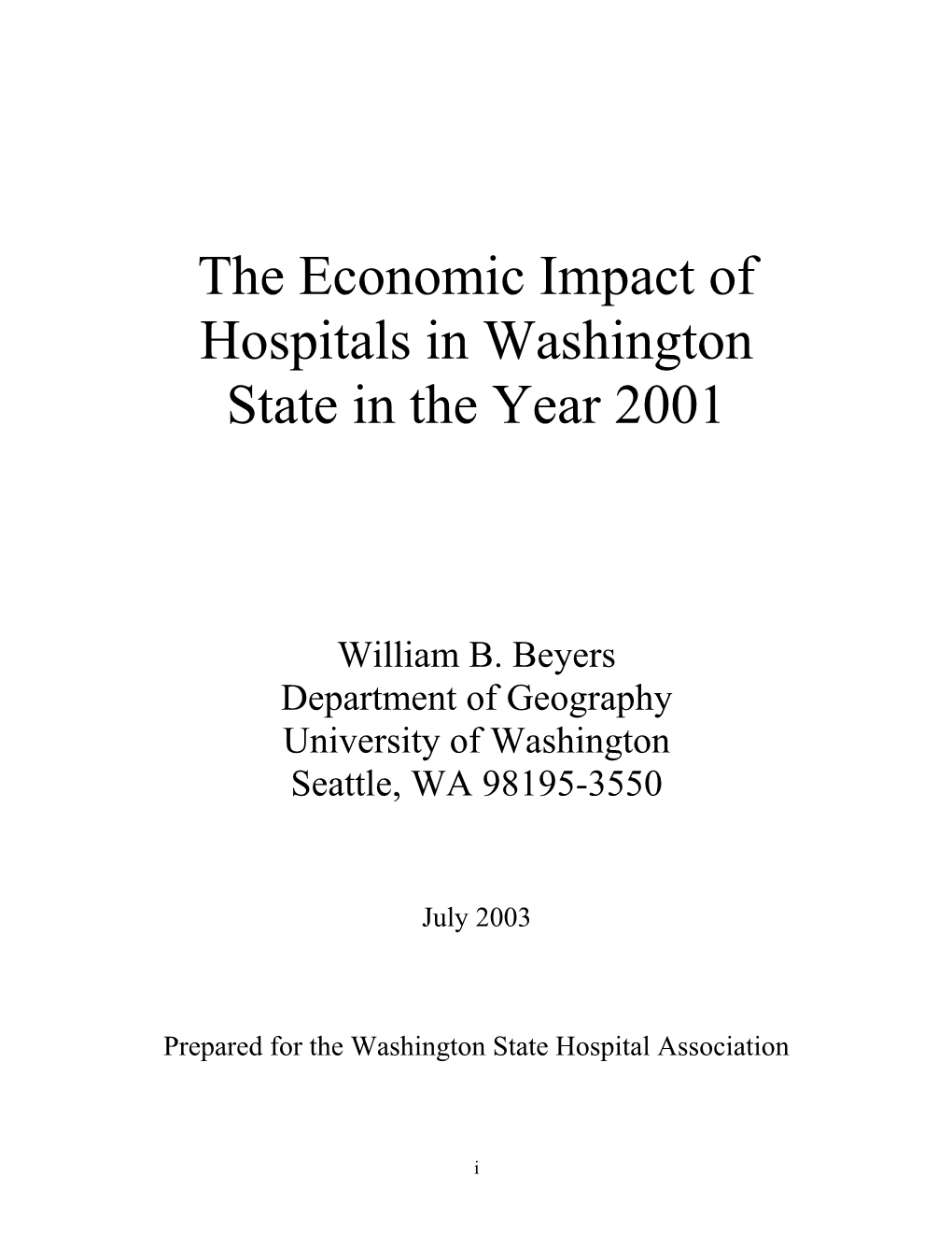 The Economic Impact of Hospitals in Washington State