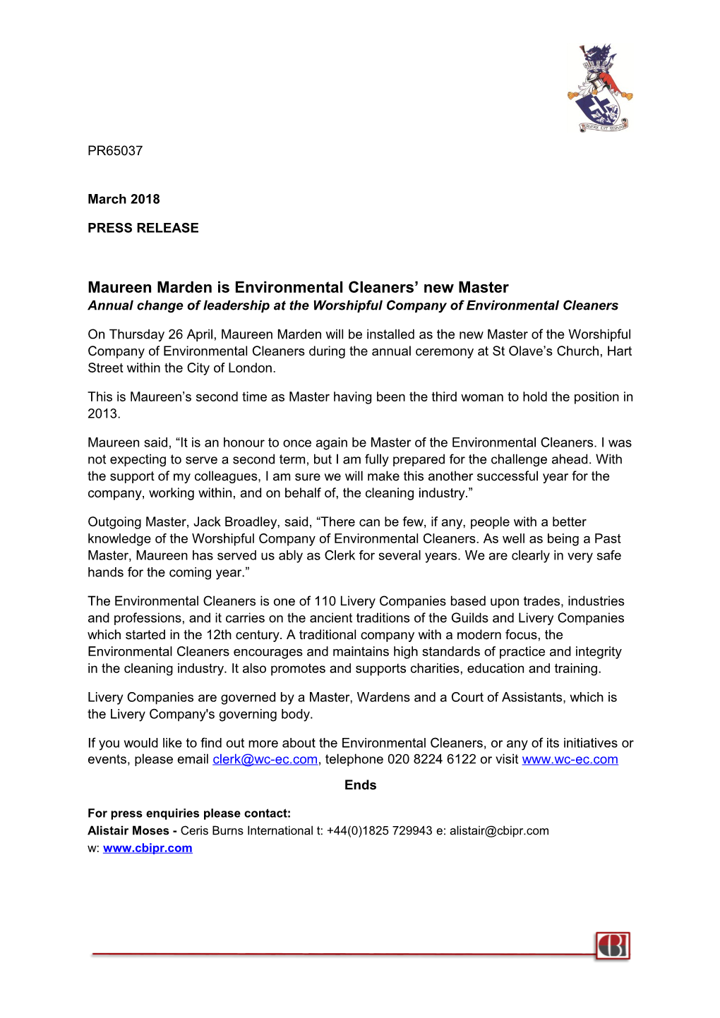 Maureenmarden Is Environmental Cleaners New Master Annual Change of Leadership at The