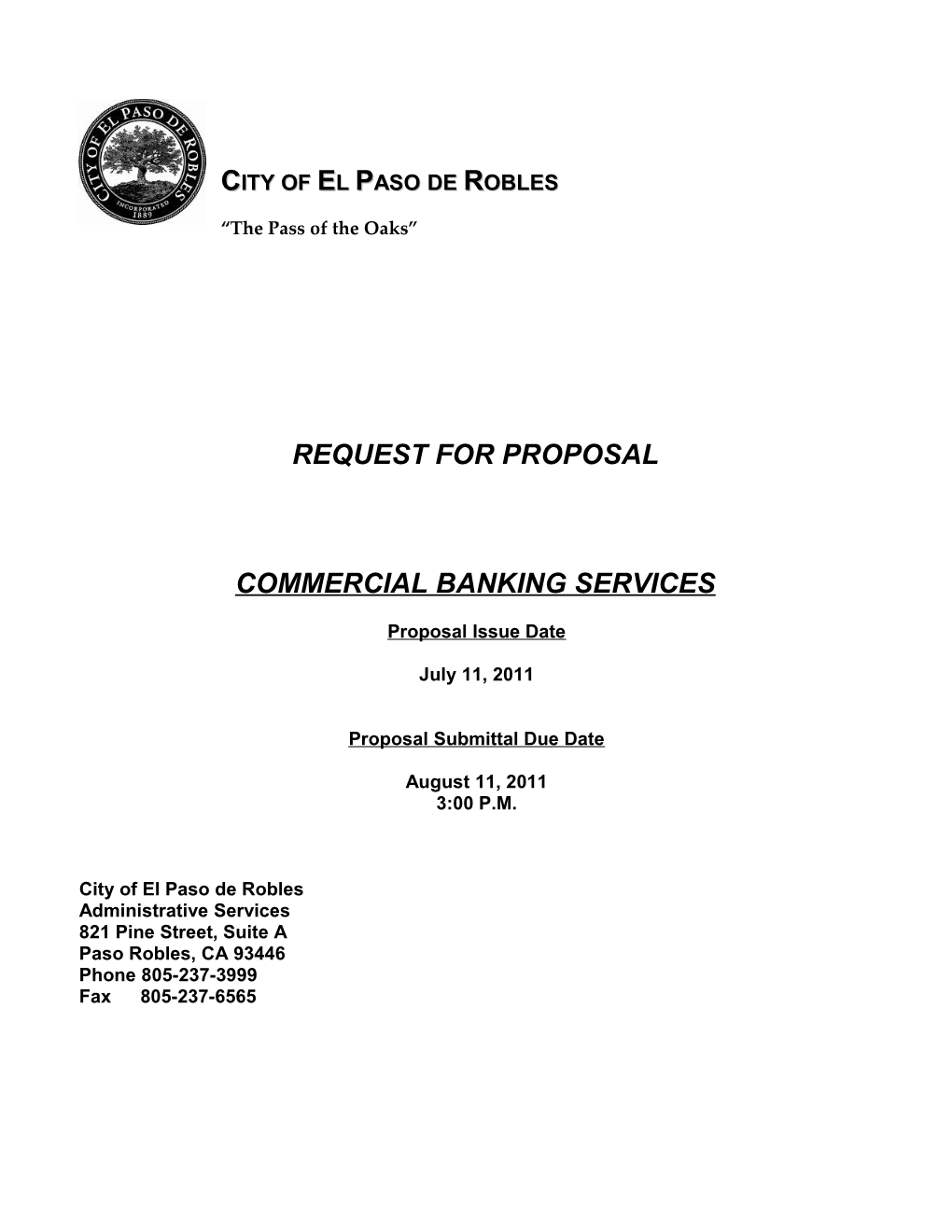 RFP Commercial Banking Services