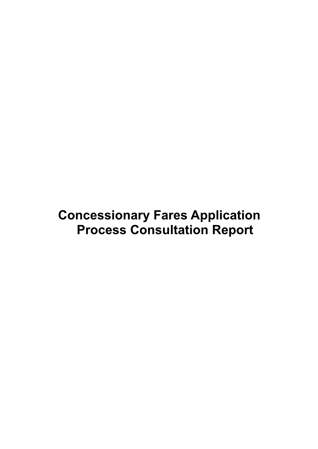 Concessionary Fares Application Process Consultation