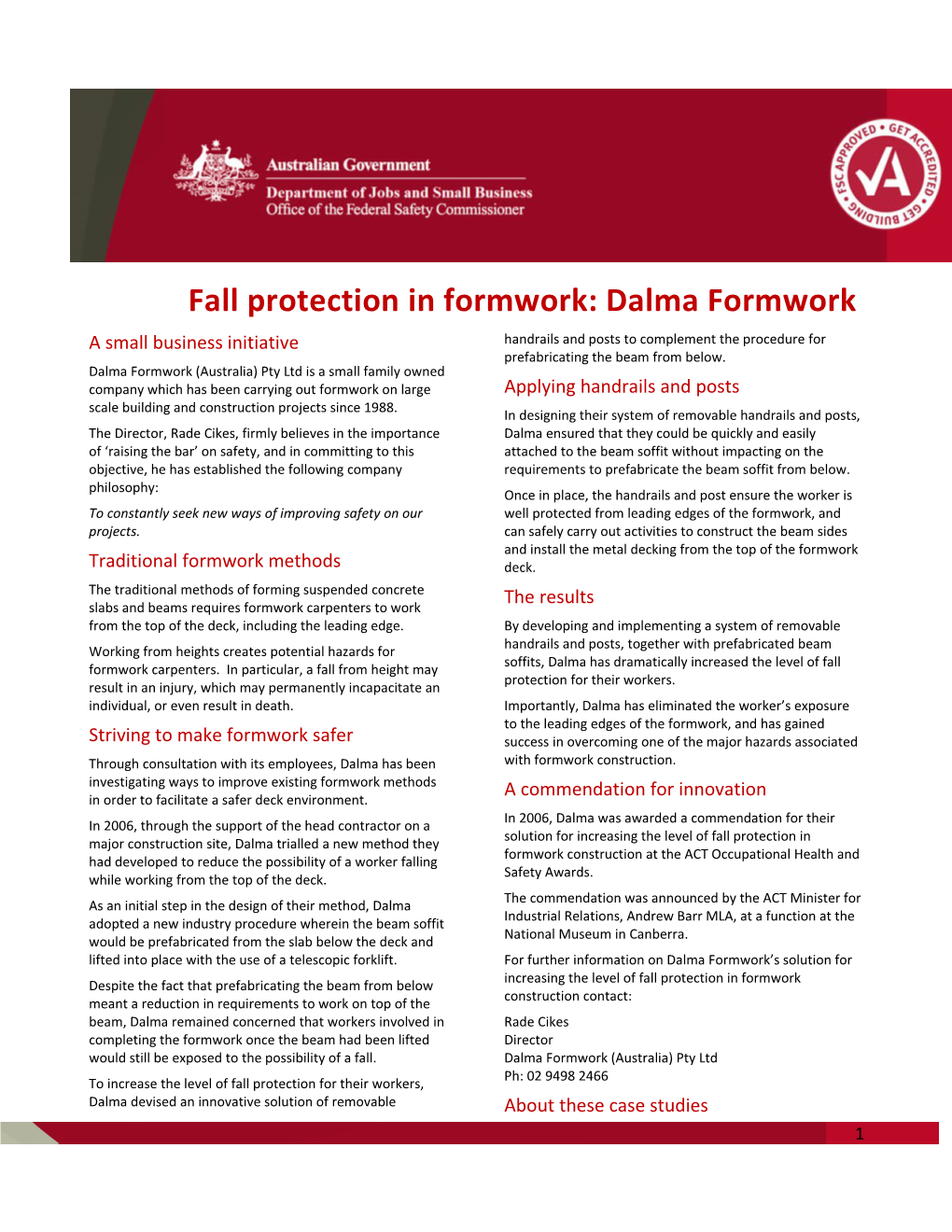 Fall Protection in Formwork: Dalma Formwork