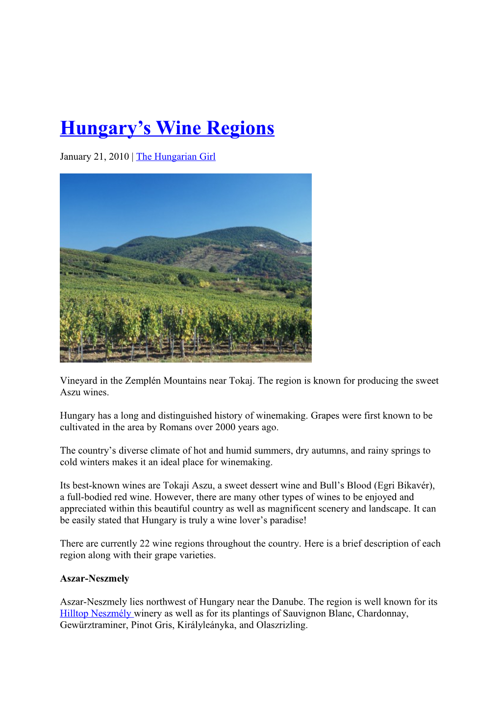 Bas Du Formu Hungary S Wine Regions