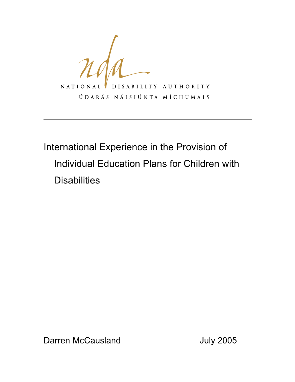 International Experience in the Provision of Individual Education Plans for Children With