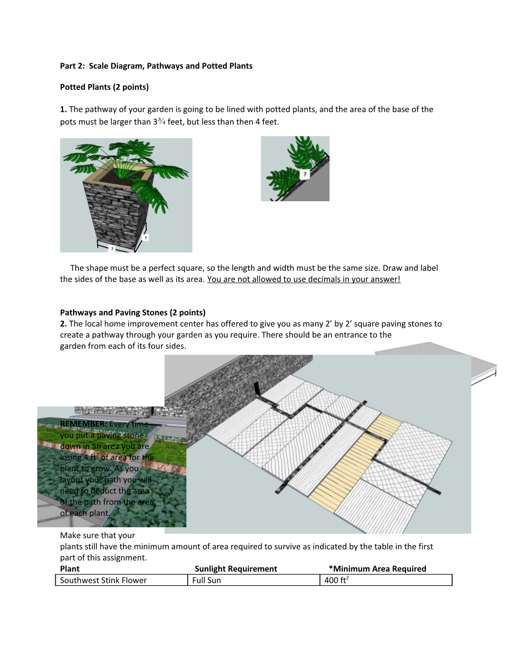 Part 2: Scale Diagram, Pathways and Potted Plants