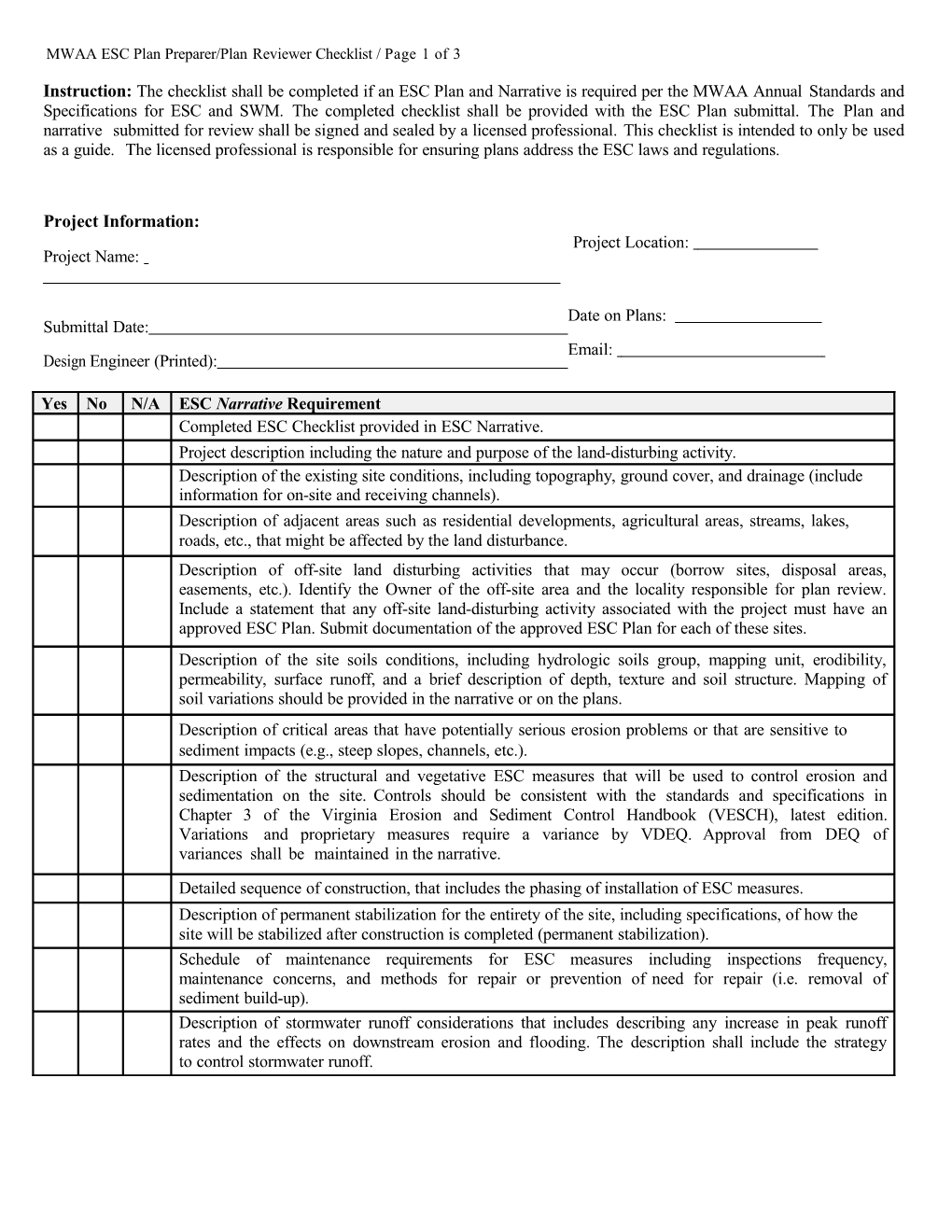 Mwaaescplanpreparer/Planreviewerchecklist/Page1of3