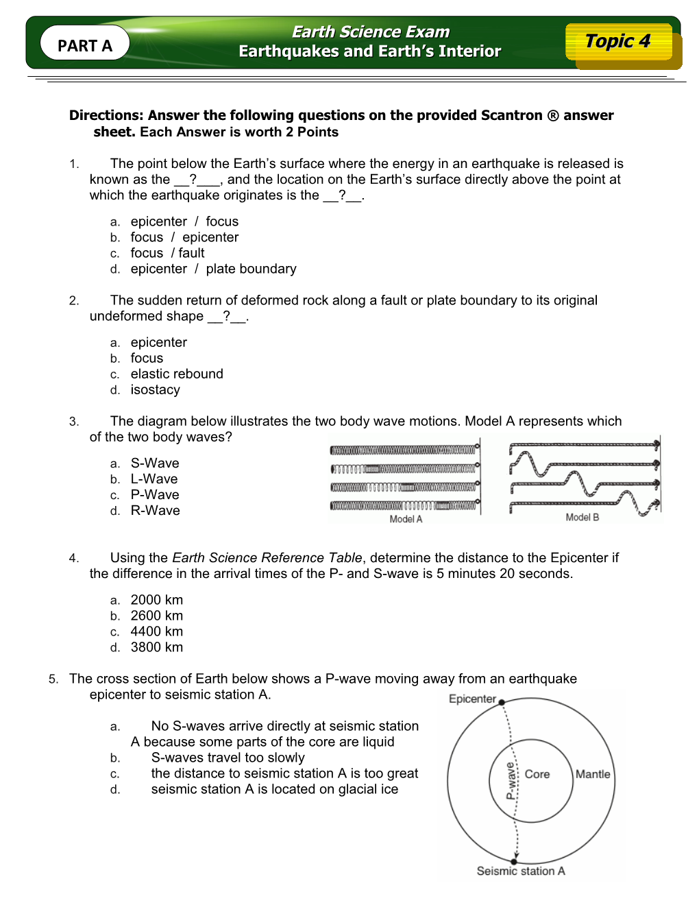 Earth Science Test #4