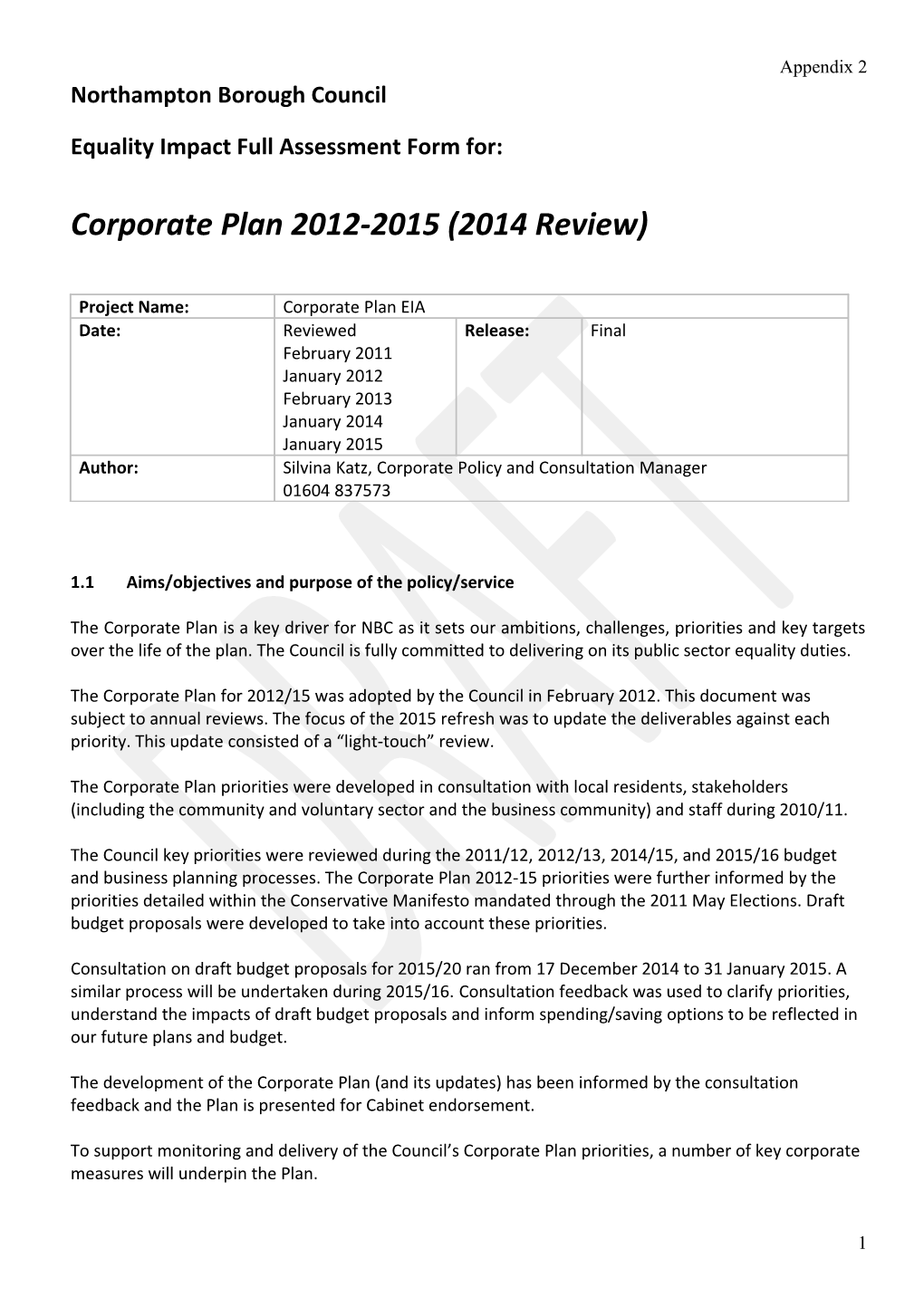 Corporate Plan EIA