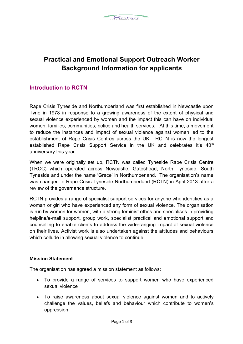 Practical and Emotional Support Outreach Worker