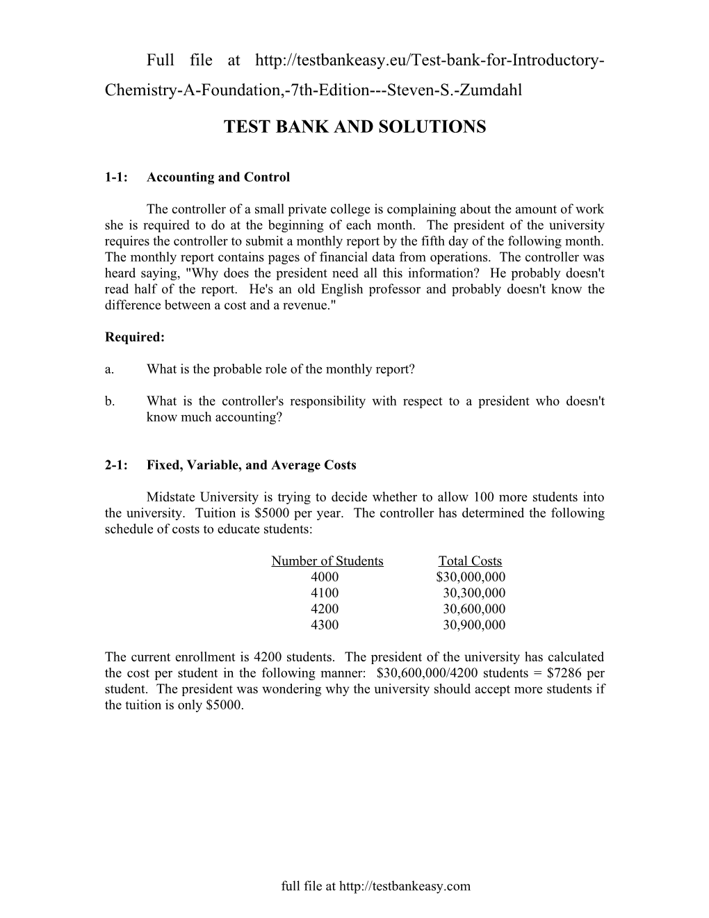 Part Iii: Test Bank and Solutions