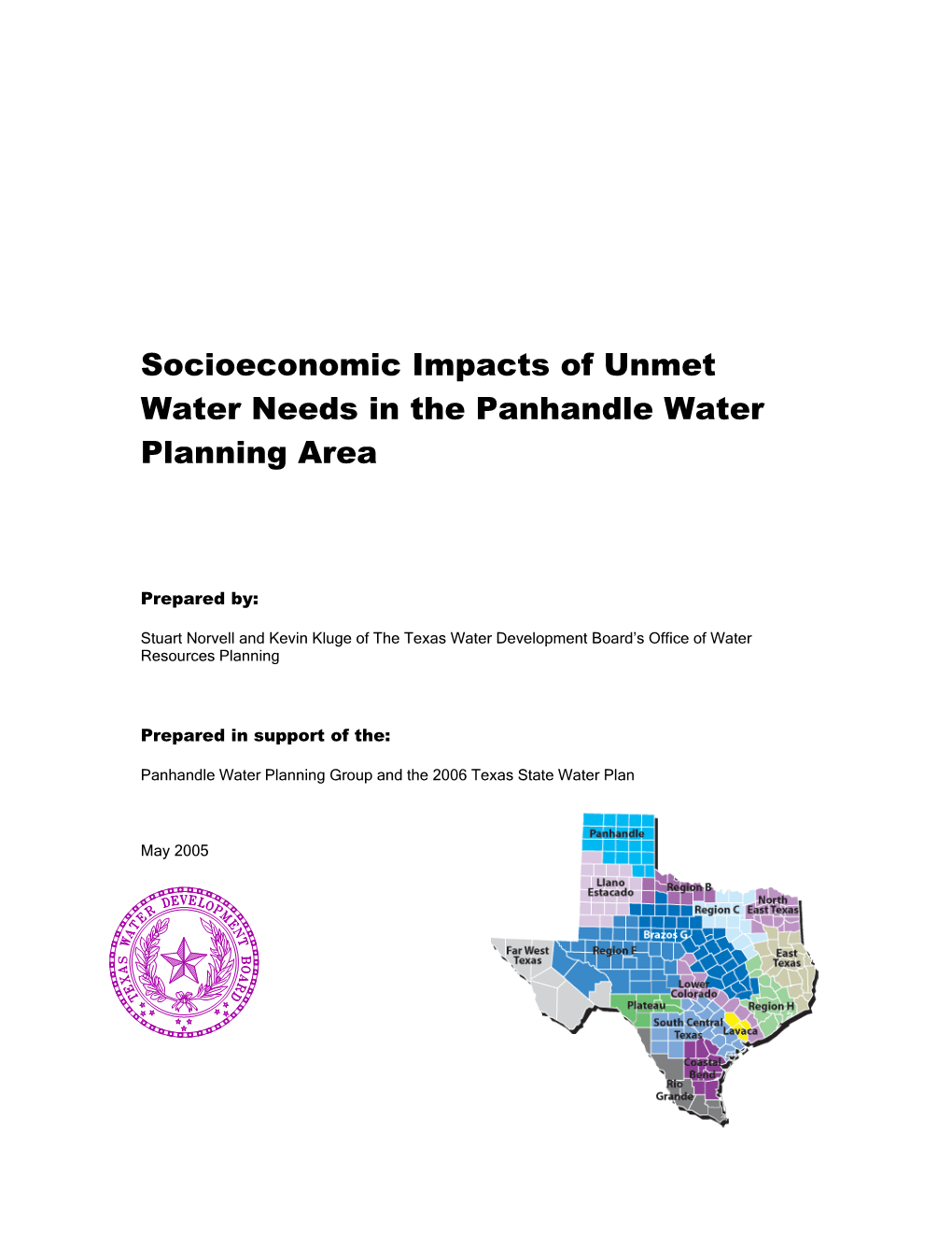 Socioeconomic Impacts of Unmet Water Needs in the Panhandle Water Planning Area