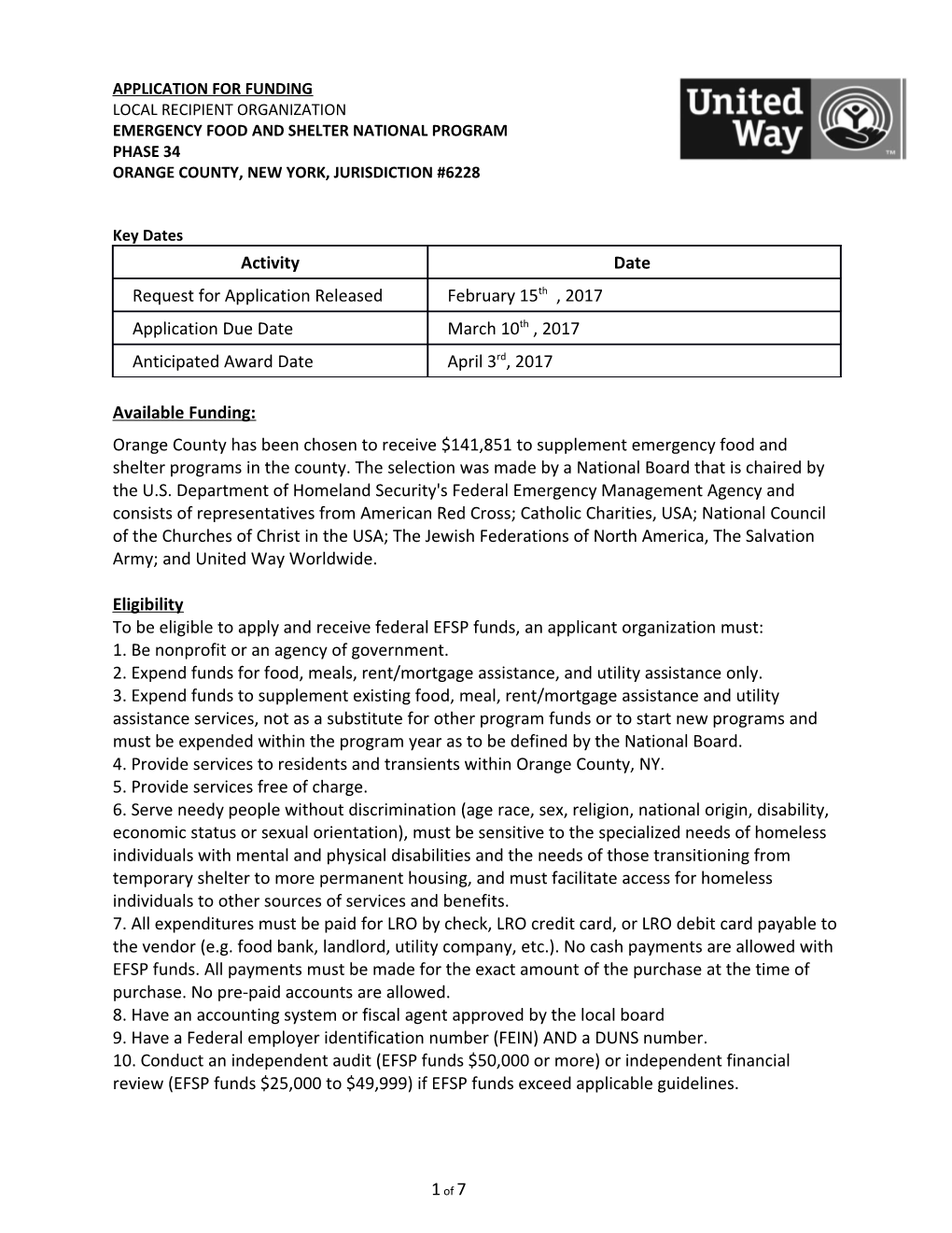 Emergency Food and Shelter National Program