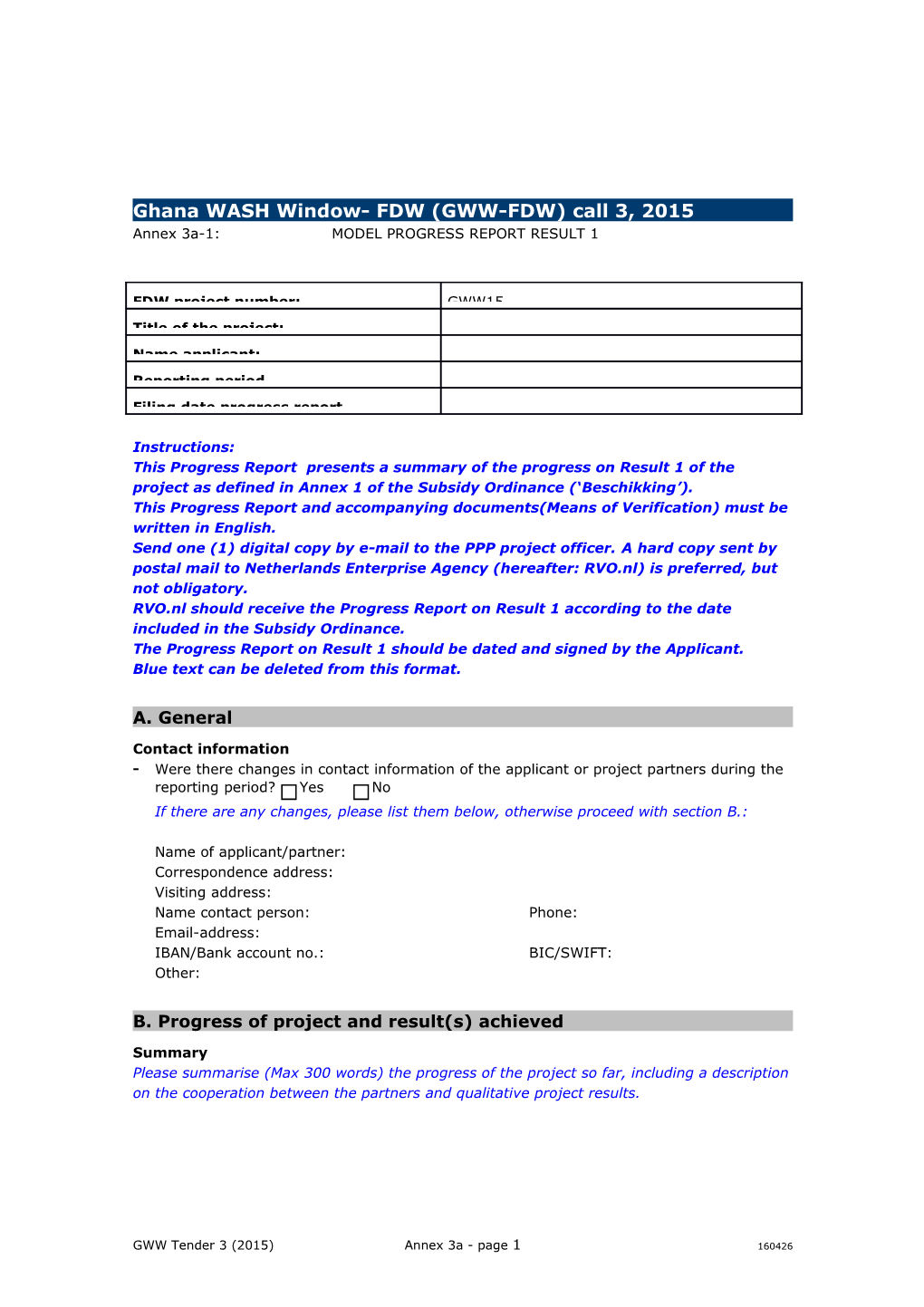 Ghana WASH Window- FDW (GWW-FDW) Call 3, 2015