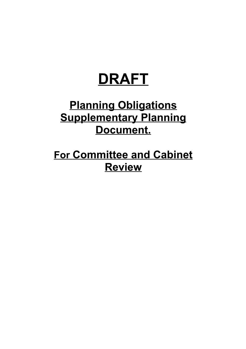 Planning Obligations Supplementary Planning Document