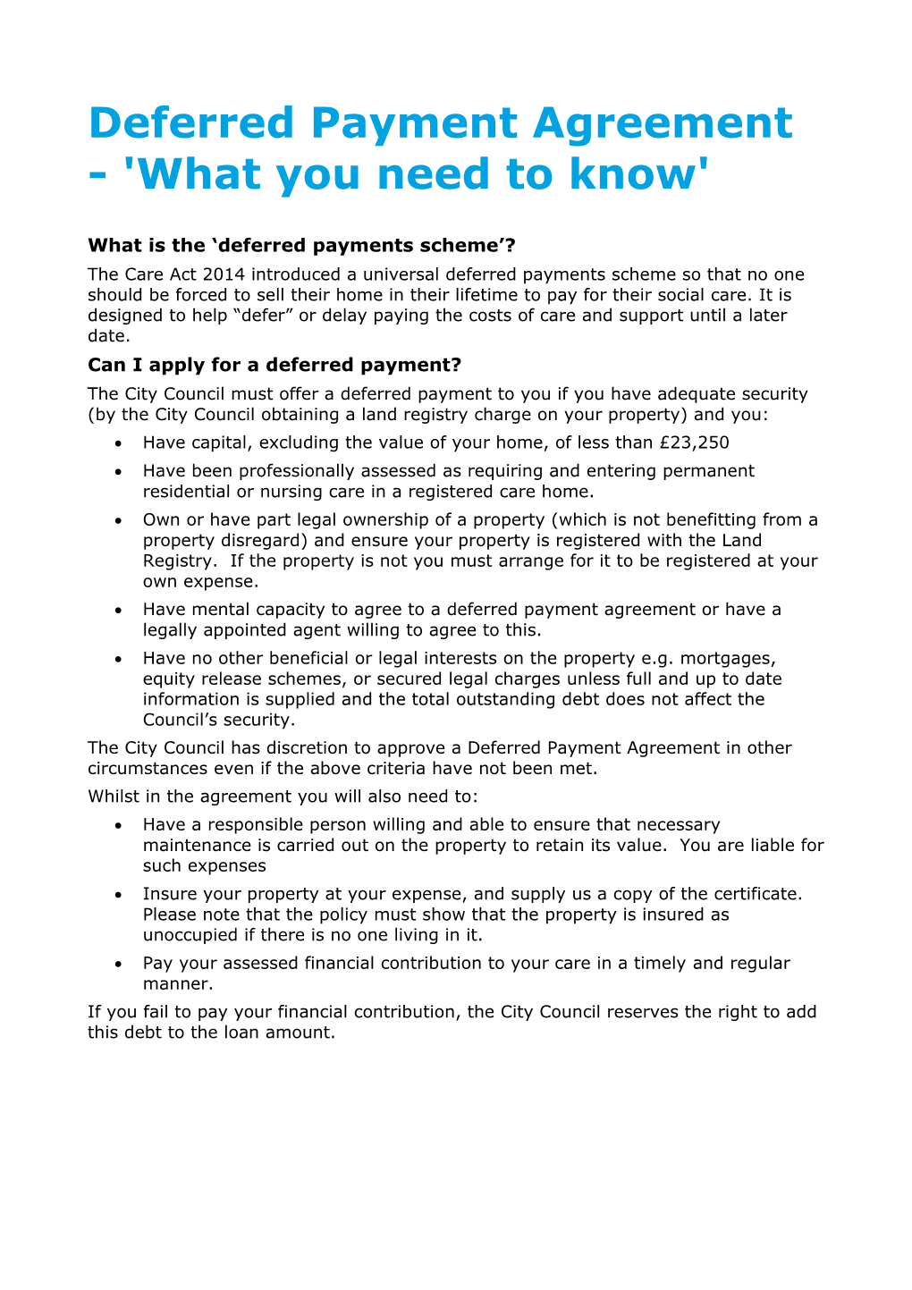 Deferred Payment Agreement - 'What You Need to Know'