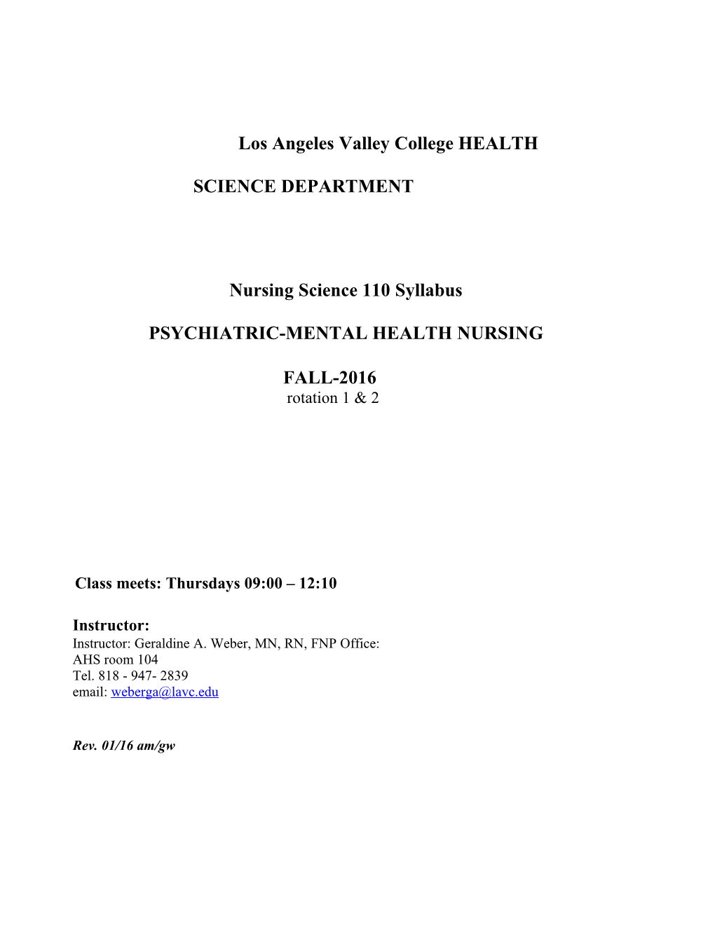 Los Angeles Valleycollegehealth SCIENCEDEPARTMENT
