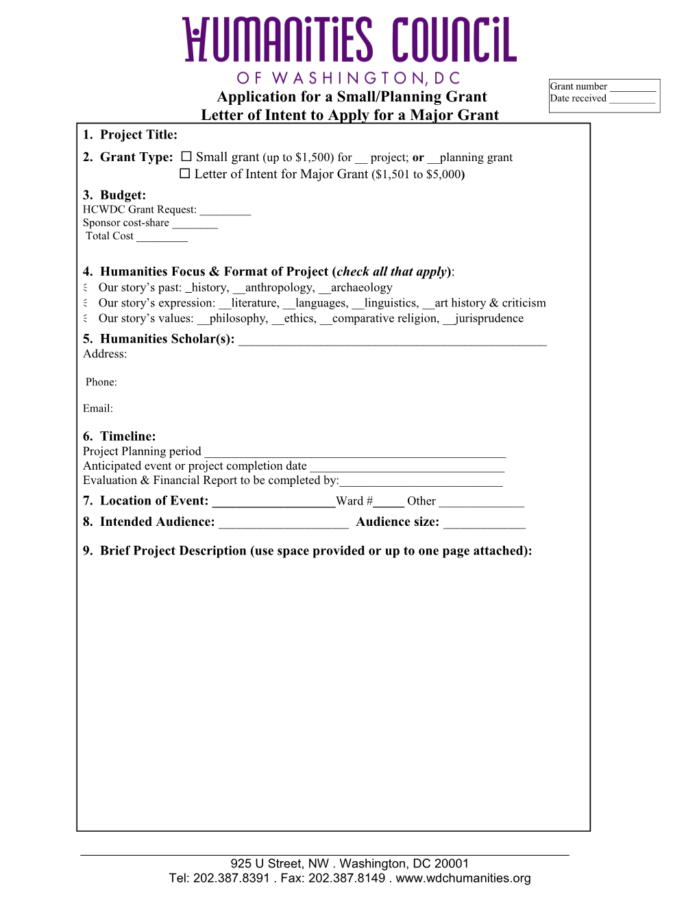 Phase One Application Form