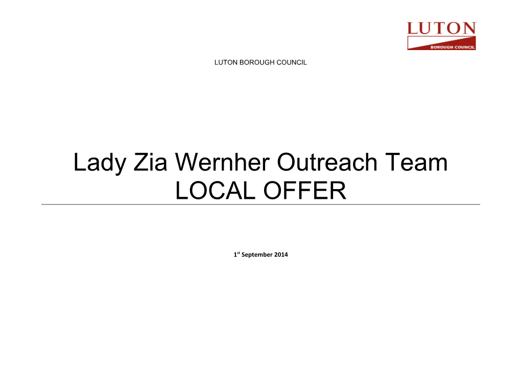 Lady Zia Wernher Outreach Team LOCAL OFFER