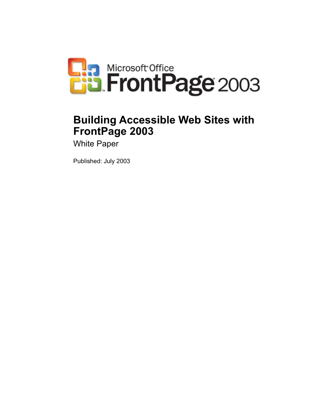 Building Accessible Web Sites with Frontpage 2003