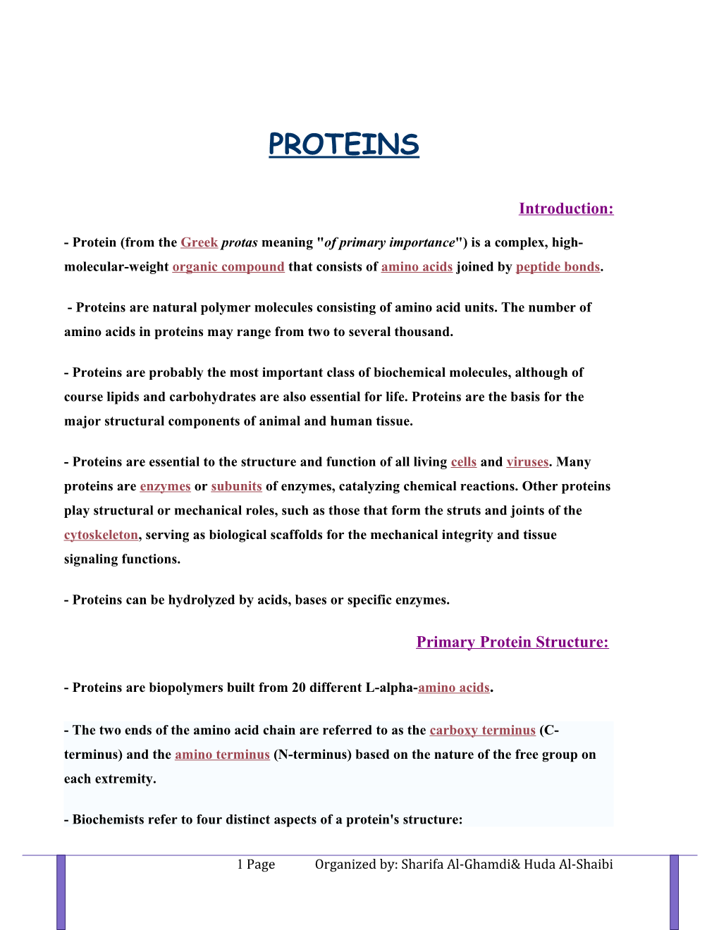Proteins Can Be Hydrolyzed by Acids, Bases Or Specific Enzymes
