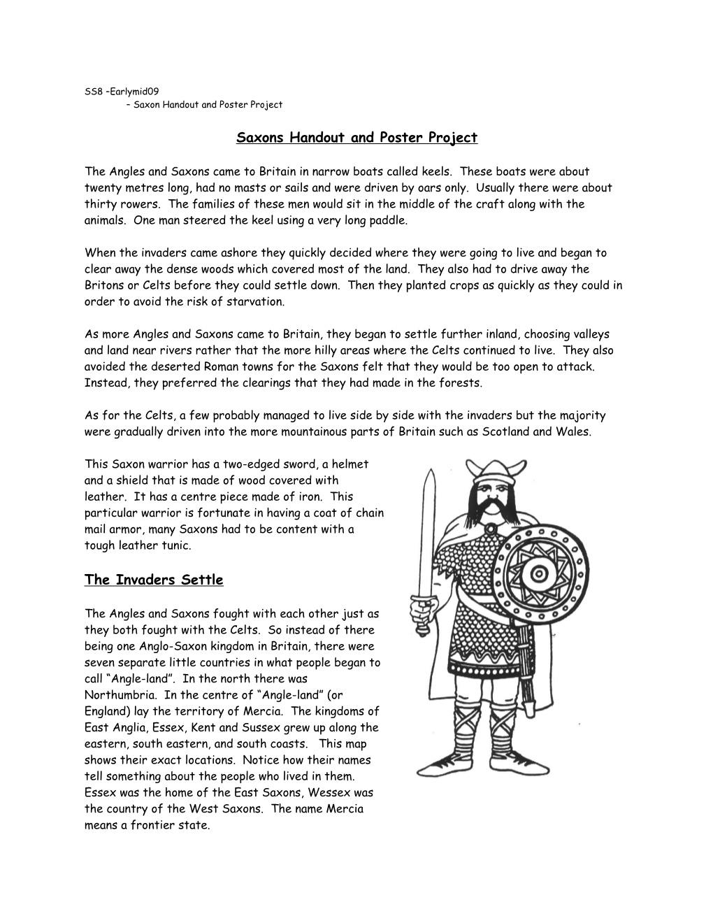 Saxons Handout and Poster Project