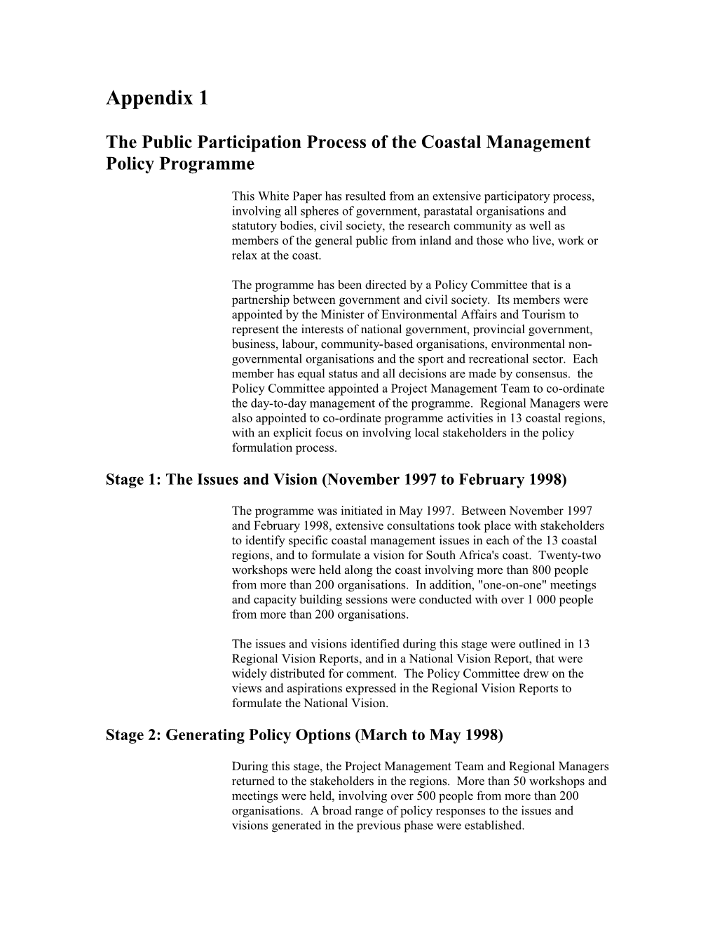 White Paper: Coastal Management