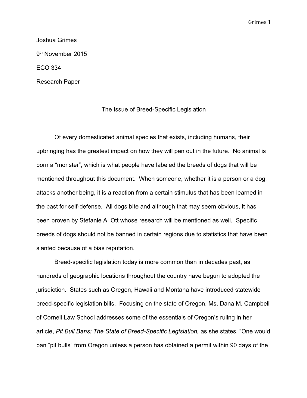 The Issue of Breed-Specific Legislation