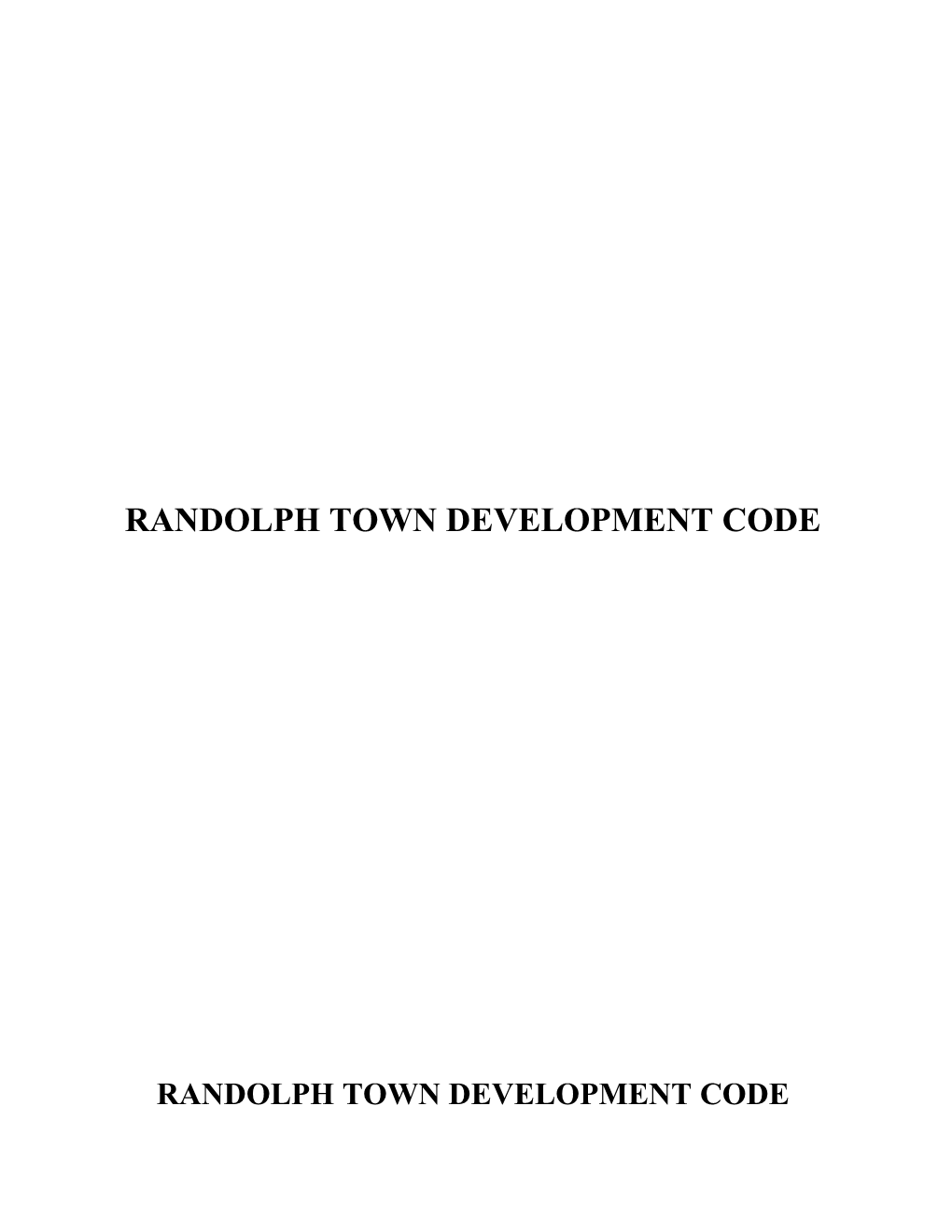 Randolphtown Development Code