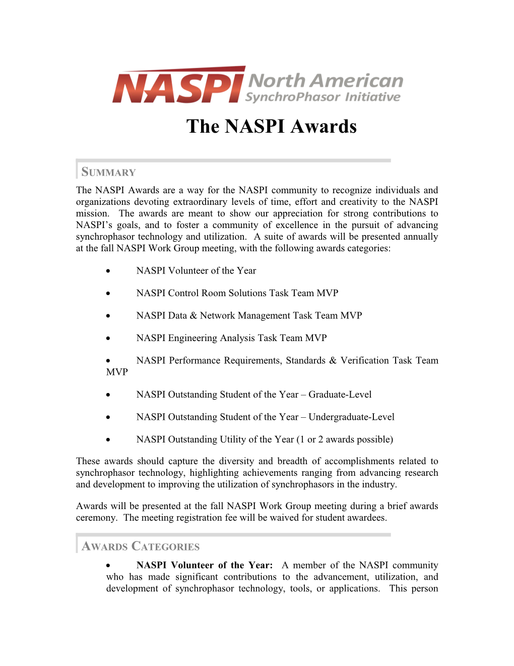 The NASPI Awards