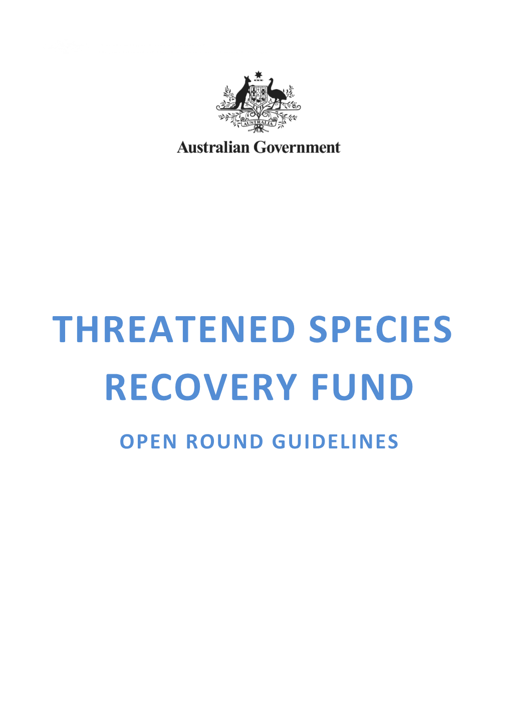 Threatened Species Recovery Fund Open Round Guidelines