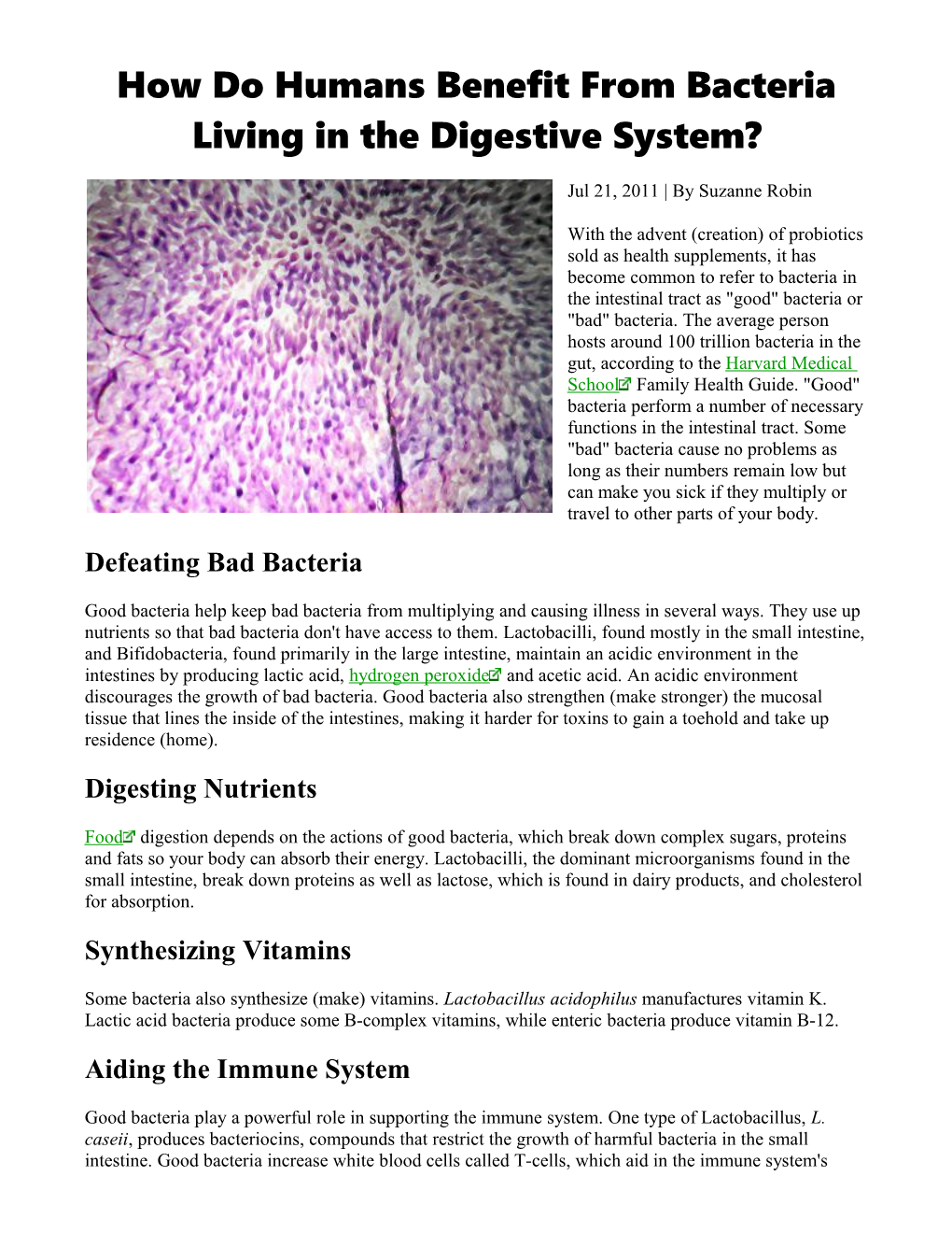 How Do Humans Benefit from Bacteria Living in the Digestive System?