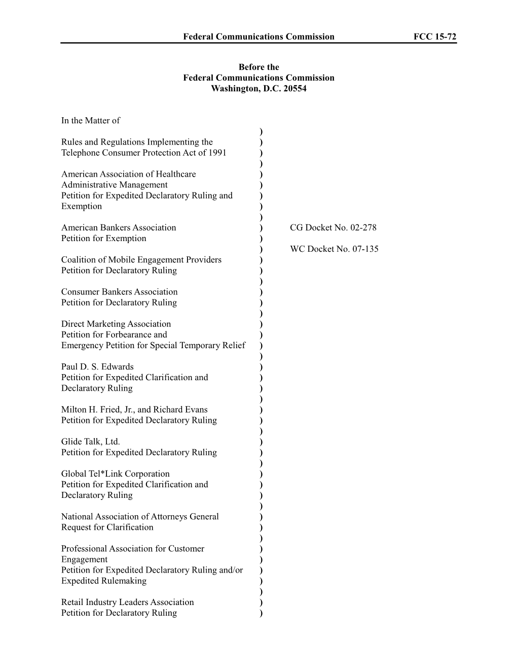 Federal Communications Commissionfcc 15-72