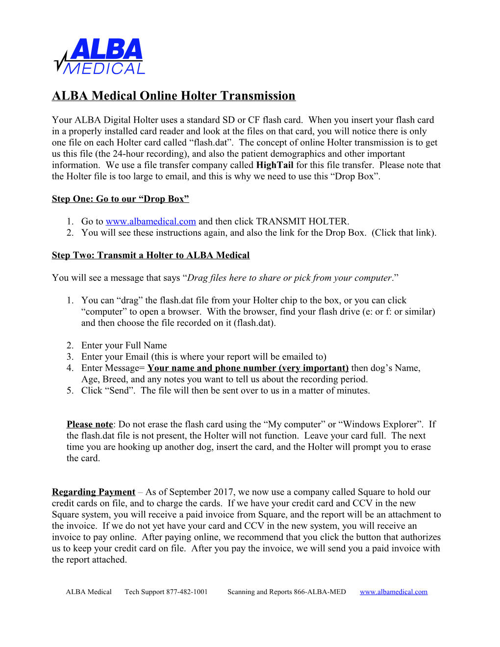 Sending a Holter Study to ALBA Medical