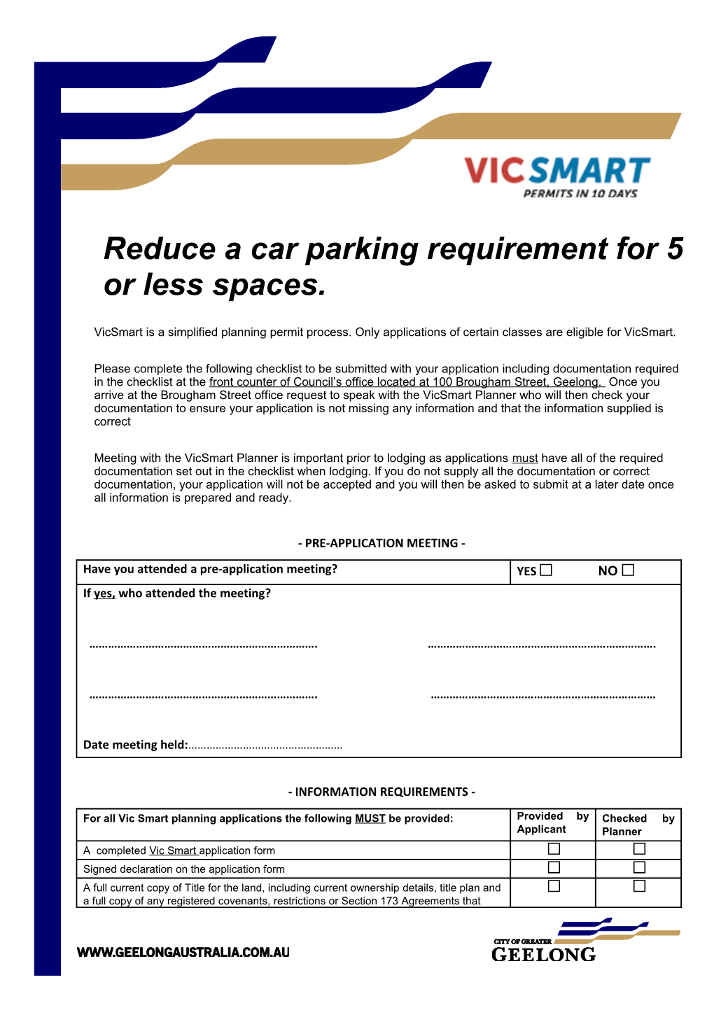 Reduce a Car Parking Requirement for 5 Or Less Spaces