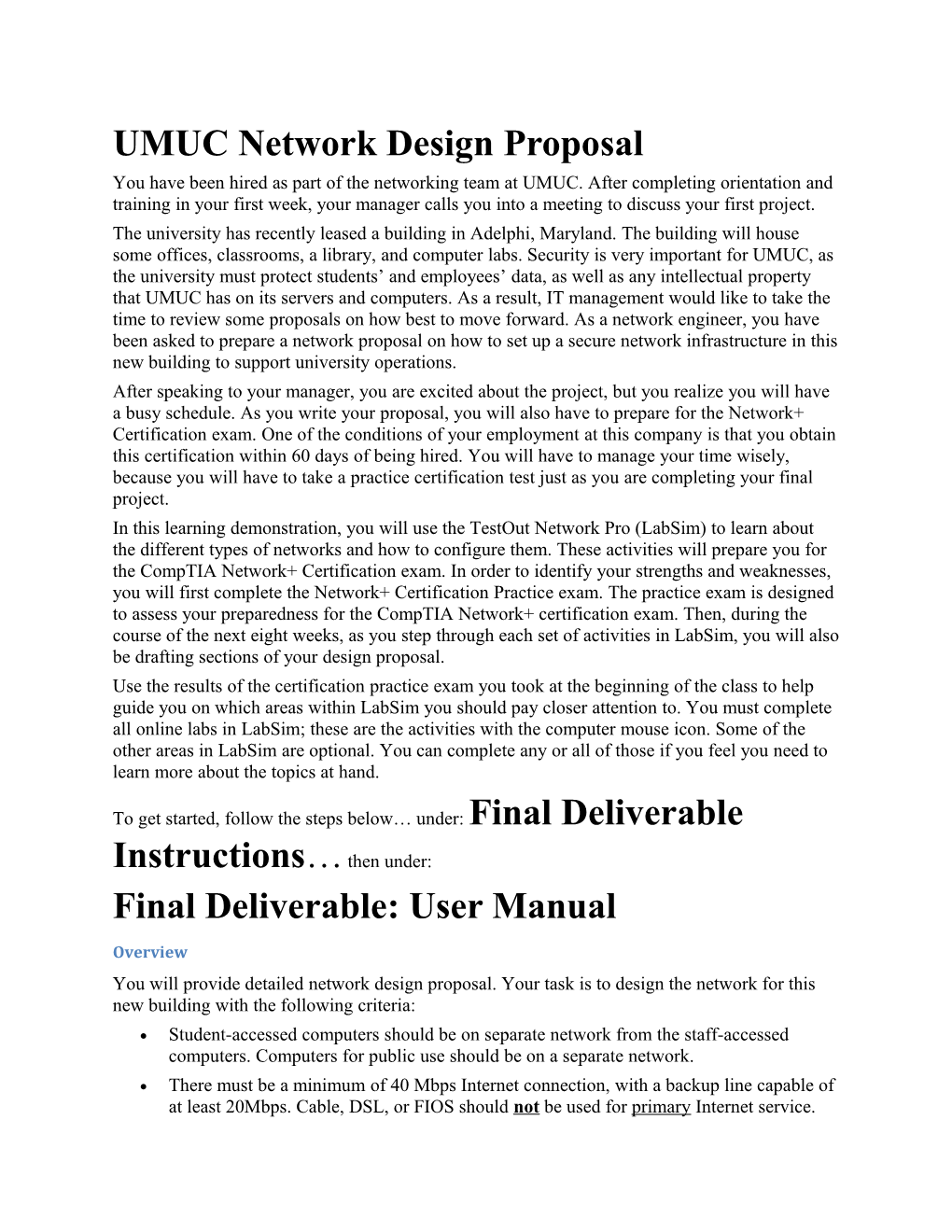 UMUC Network Design Proposal