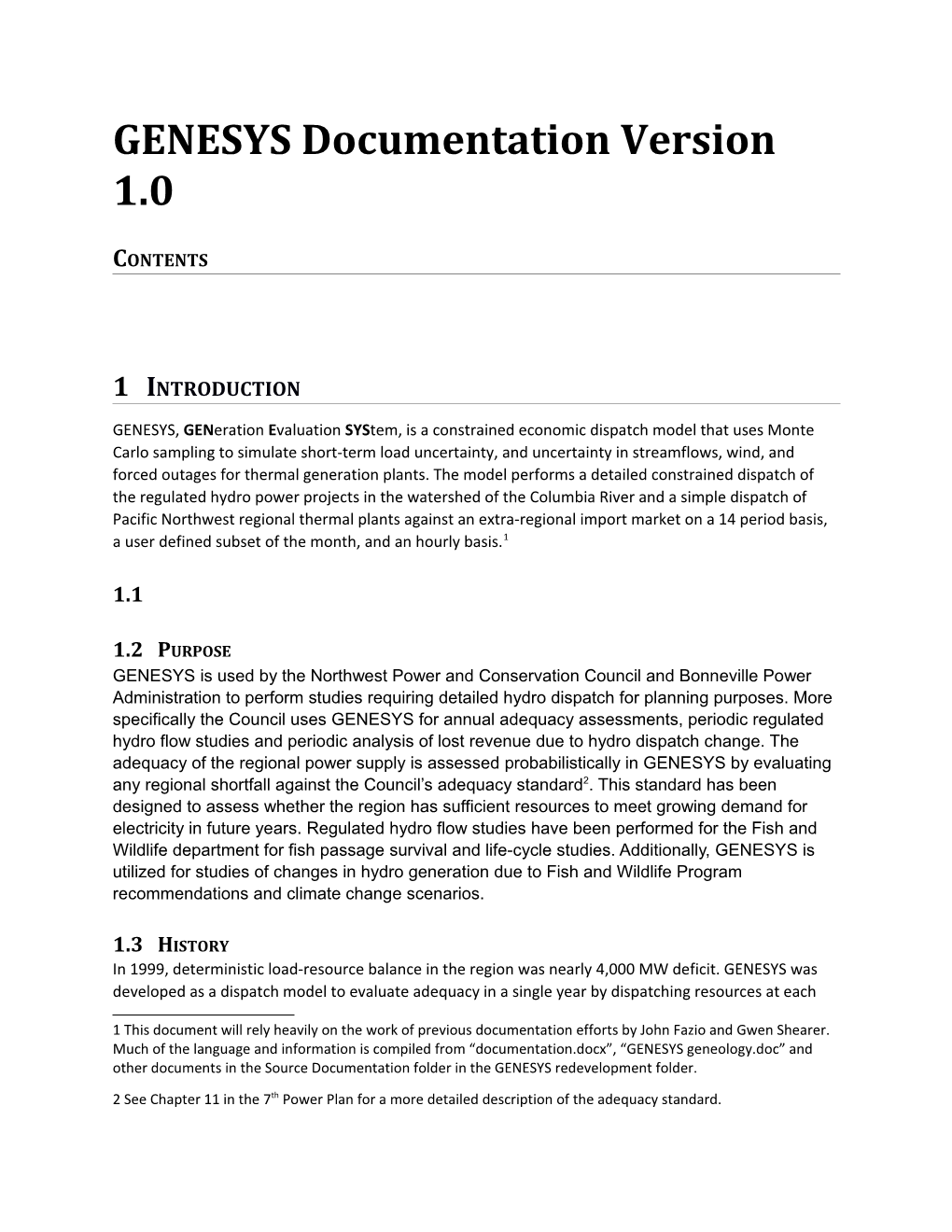 GENESYS Documentation Version 1.0