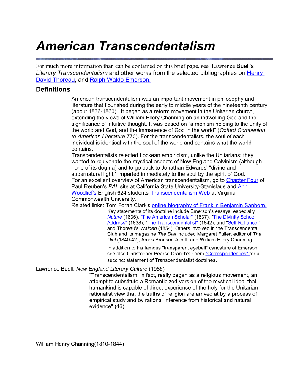 American Transcendentalism